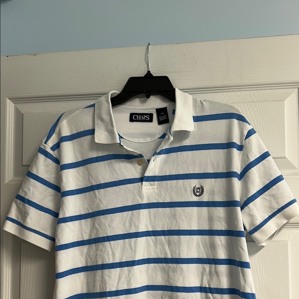 Chaps White Polo with Blue Stripes - Picture 5 of 12